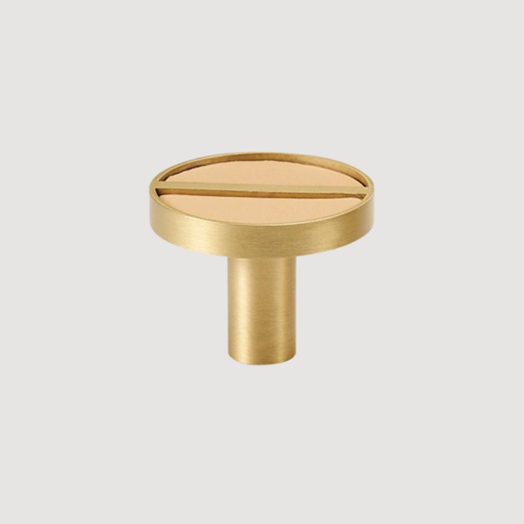 Knopp 1076 | Mässing + Läder | Beige