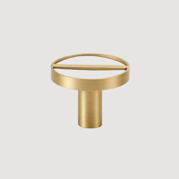 Knopf 1076 | Messing + Leder | Weiß