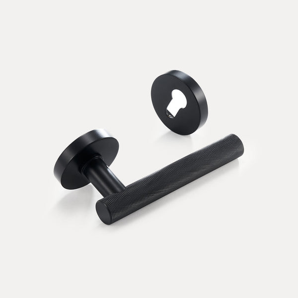 Maniglia per Porta 308A-242 | Zigrinata | Nero