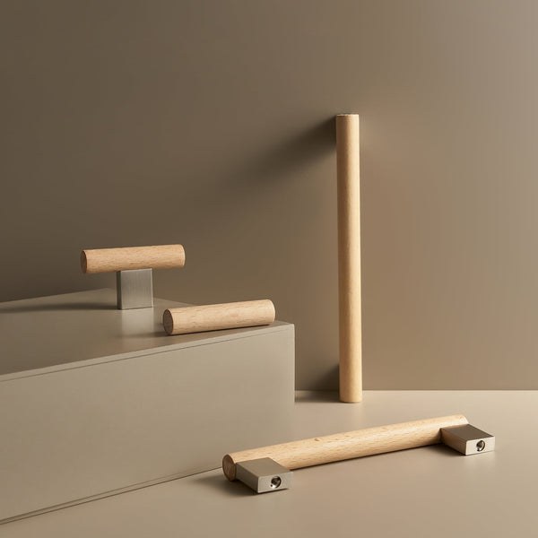 Handtag ch076 nickel/bokträ - första bild