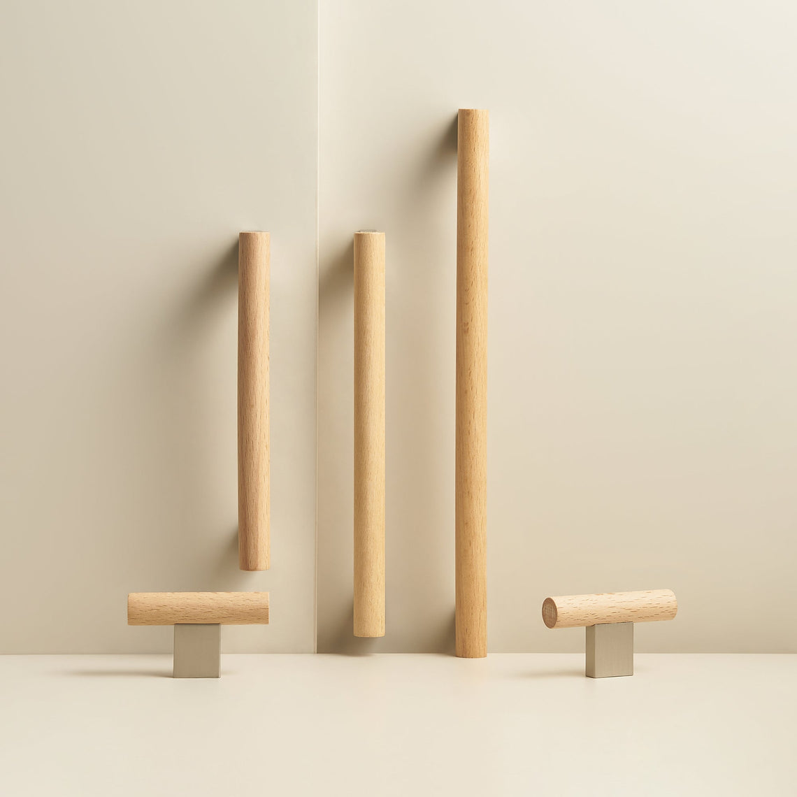 Handtag ch076 nickel/bokträ - detalj