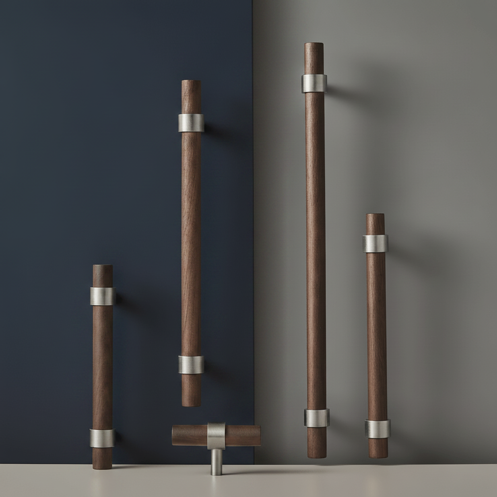 Håndtak CH025W | Valnøtt + Nikkel