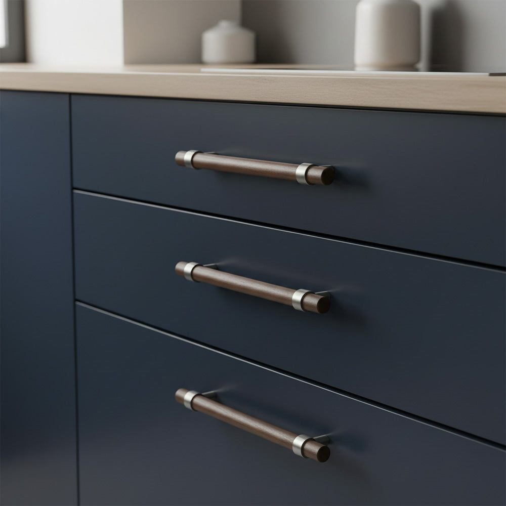 Håndtak CH025W | Valnøtt + Nikkel